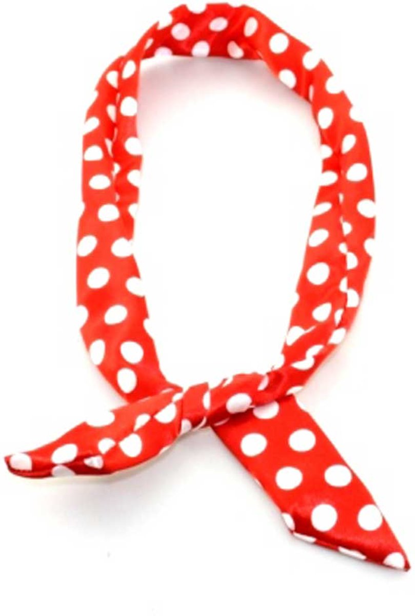 Polkadot stippen haarband met ijzerdraad rood/wit - Zacs Alter Ego